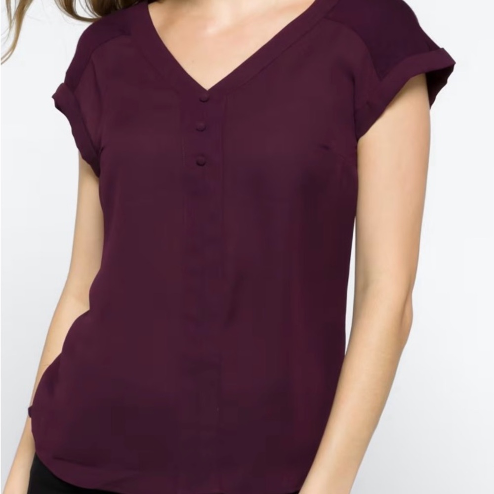 Elegant V-Neck Burgundy Blouse